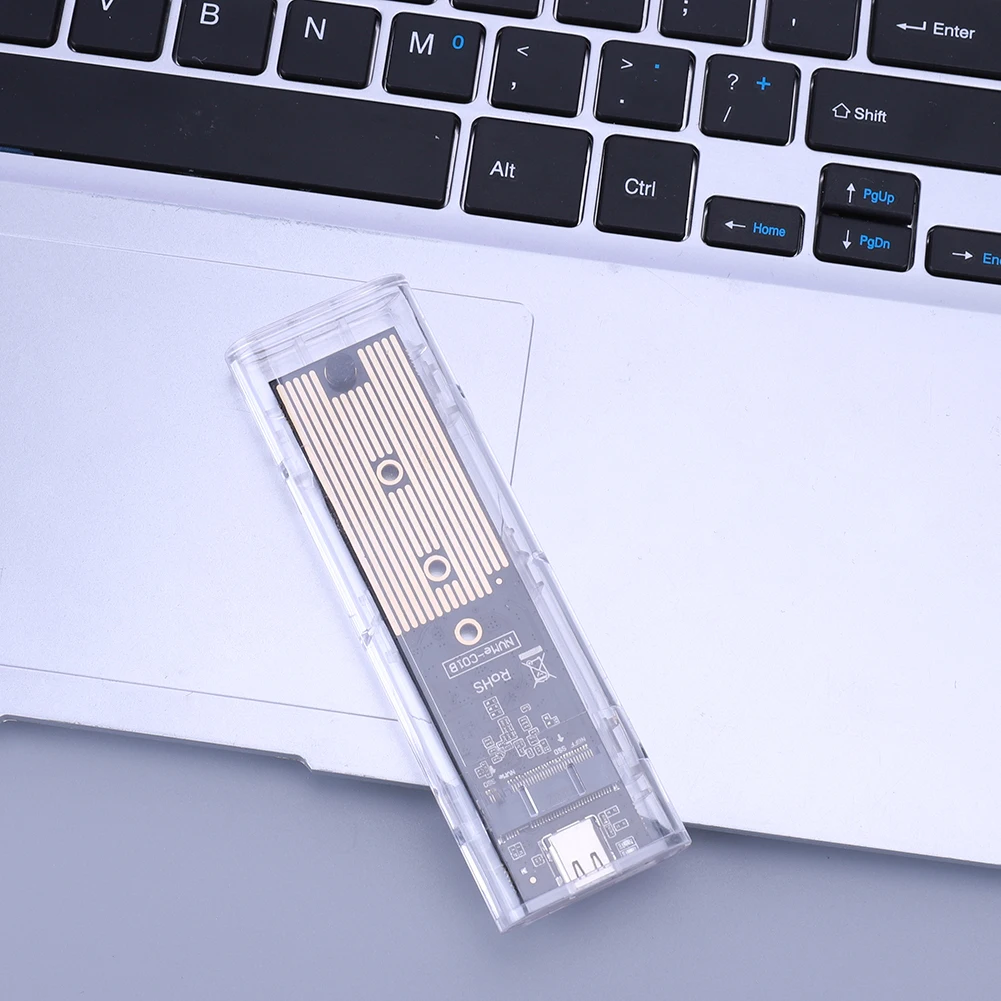 M.2 NVME PCIe NGFF SATA 듀얼 프로토콜 클리어 SSD 케이스, USB3.1 C 타입 하드 디스크 박스, 2230 2242 2260 2280mm SSD용 10Gbps 도구 프리