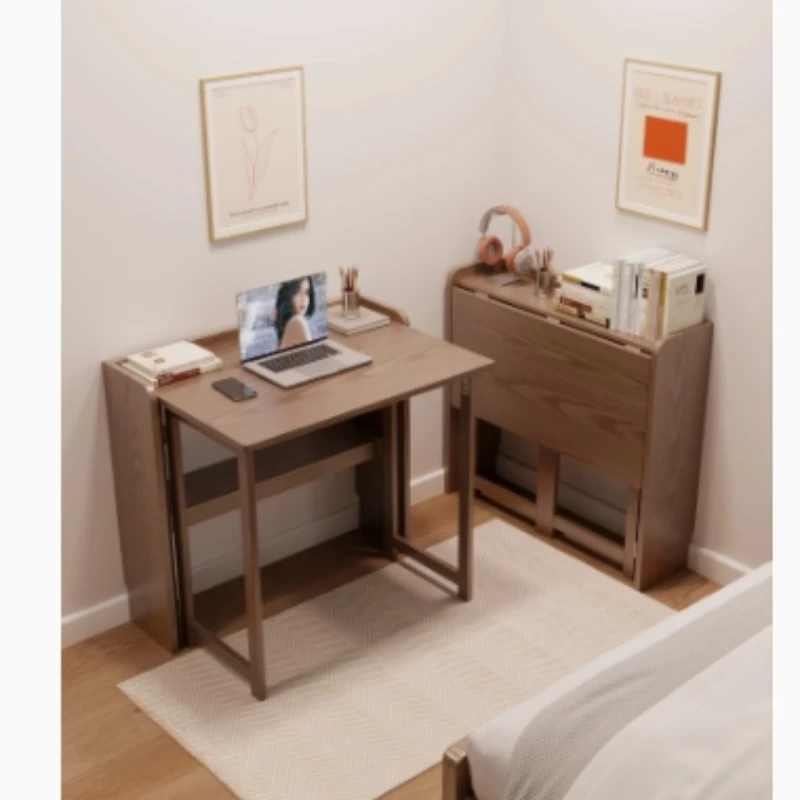 Solid wood folding desk, simple small apartment for students, home bedroom, neat writing