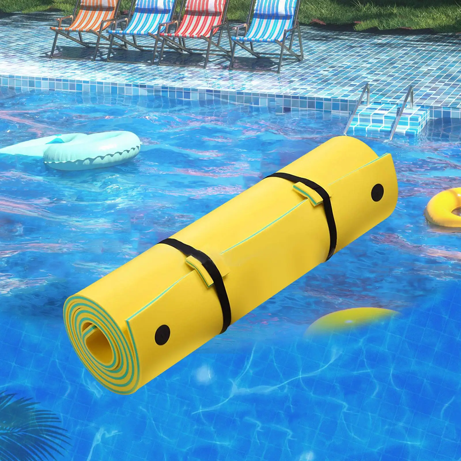 

Floating Mat Water Cushion Pad 3 Layer 270x90x3.3cm Lightweight Smooth Surface Portable for River Swimming Pool Summer Water Bed