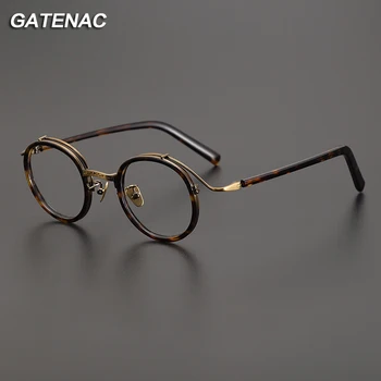 라운드형 럭셔리 빈티지 아세테이트 안경테 남녀공용, 근시 처방용 안경, 레트로 안경, 한국 브랜드