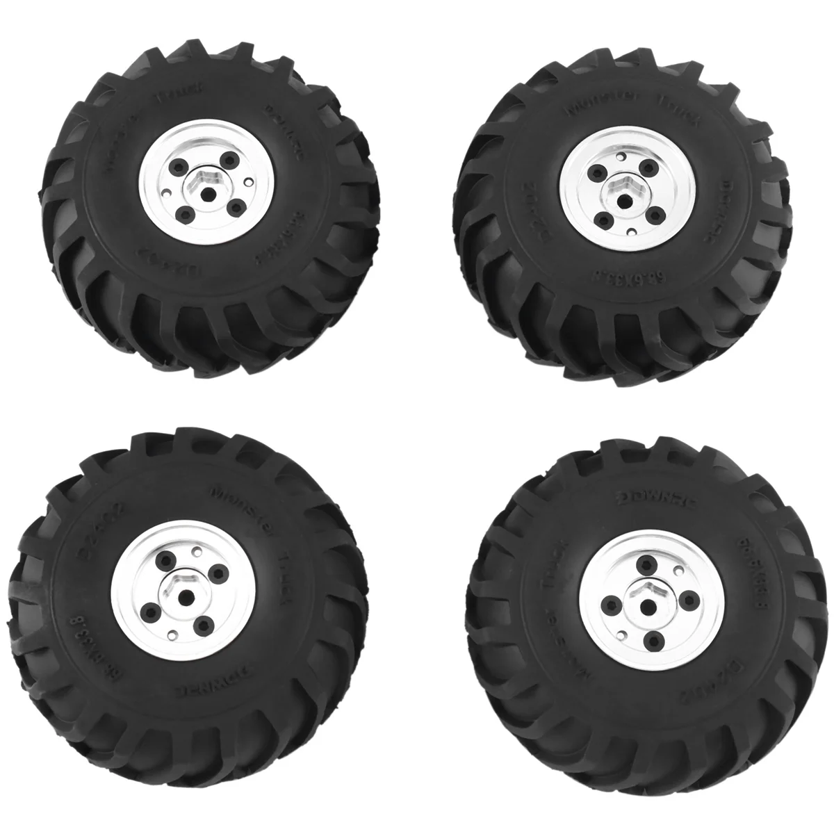 

4Pcs 68X32Mm Big 1.0 Metal Wheel Rim Rubber Tire Tyre for 1/24 RC Crawler Car Axial SCX24 AX24 FMS FCX24 Upgrade Parts,2