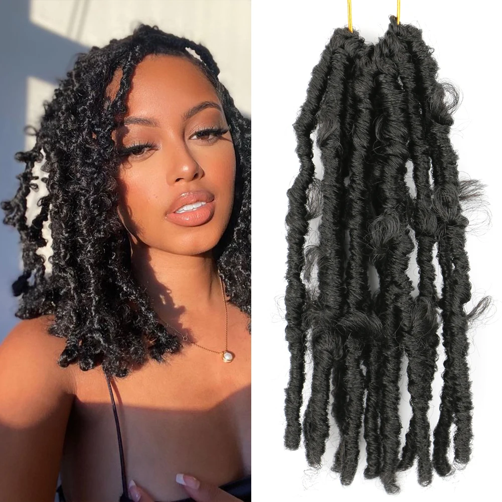 

Dairess Synthetic Butterfly Locs Crochet Hair 8 10 14 Inch Short Soft Locks Synthetic Crochet Braids Hair Extensions For Women