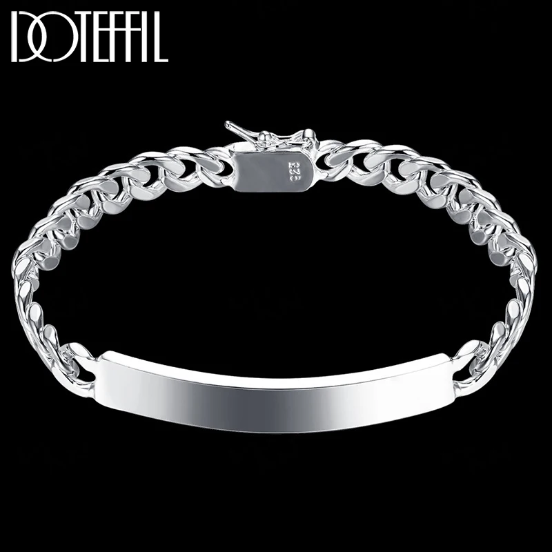 

DOTEFFIL 925 Sterling Silver 8mm Smooth Sideways Bracelet For Men Woman Charm Wedding Engagement Party Fashion Jewelry