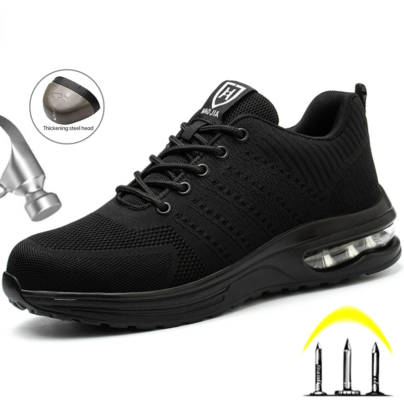 

Safety Shoes Men Women Work Safety Boots Steel Toe Shoe Puncture Proof Air Cushion Work Sneakers Light Fashion Work Shoes Unisex