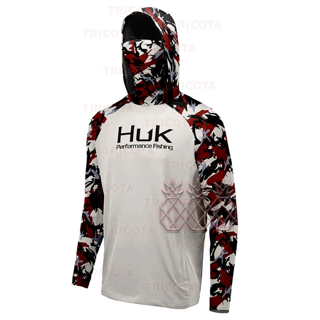 HUK Fishing Hoodie Shirts Men Long Sleeve Breathable Fishing Shirt UV  Protection Hooded Face Mask Fishing Clothing Upf 50+ Tops - AliExpress