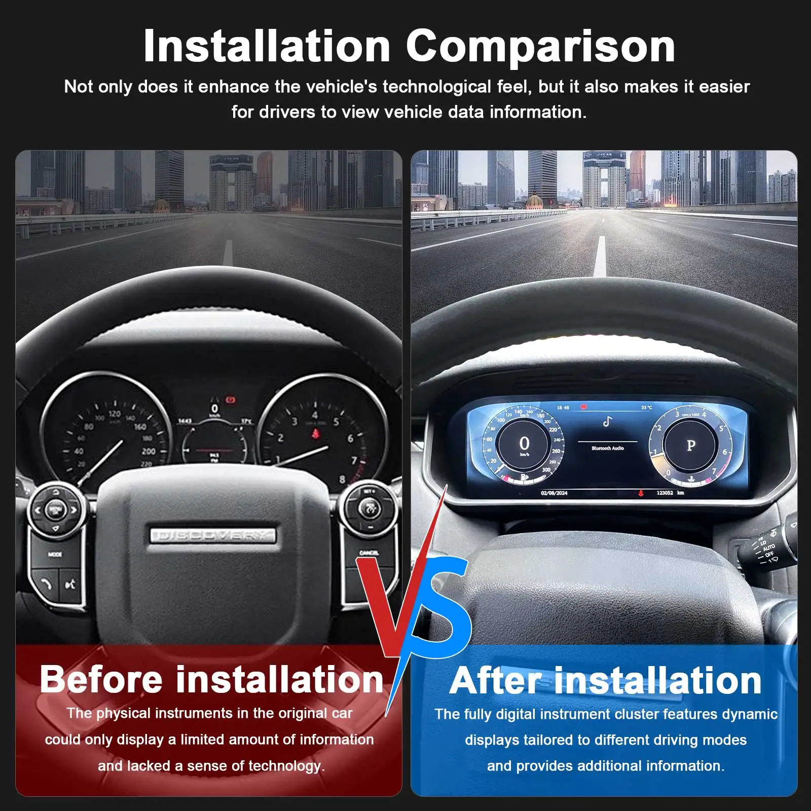 Digital Cluster Dashboard For Land Rover Discovery 5 2017-2021 Speedometer Wirel