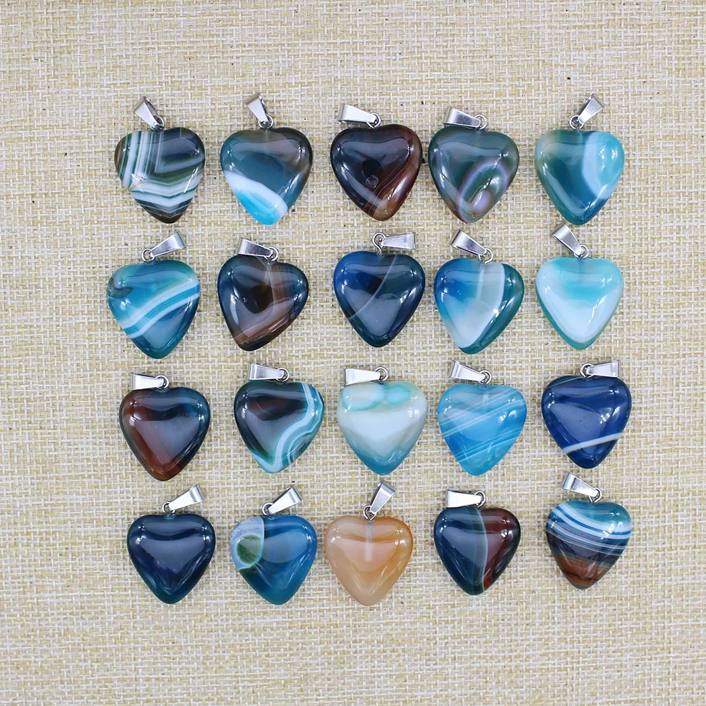 on sale! 2019 natural stone agates agates heart pendant charm and women's fashion jewelry necklace 30 pieces free shipping