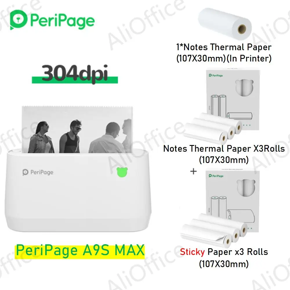 Peripage A9s Max 4" Mini Portable Thermal Printer Bluetooth Mini Photo Receipt Thermal Sticker Label 107mm Printer canon ivy mini photo printer Printers