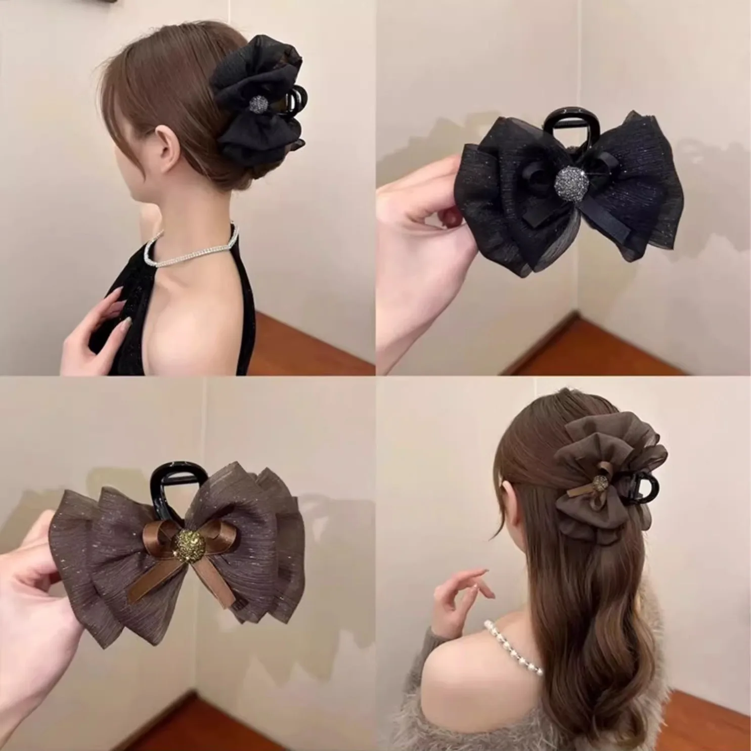 New bow hair clip back hair clip netting Cloud bubble shark clip big bowknot hair clips for girls