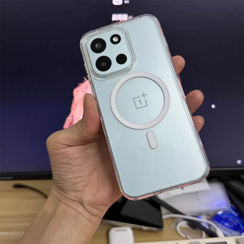 Magnetic Transparent Acrylic Phone Case with Protective Bumper