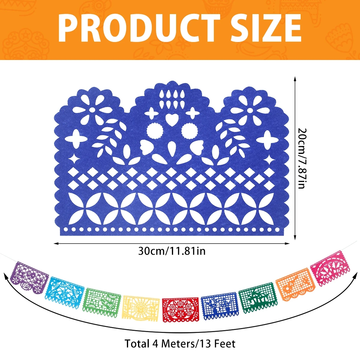 Mexican Papel Picado Banner in Cool Colors (5 Pack)