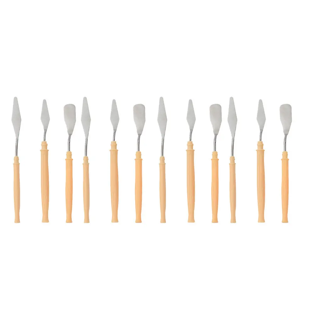 12Pcs 페인팅 스크레이퍼 스테인레스 스틸 블레이드 플라스틱 손잡이 아트 페..
