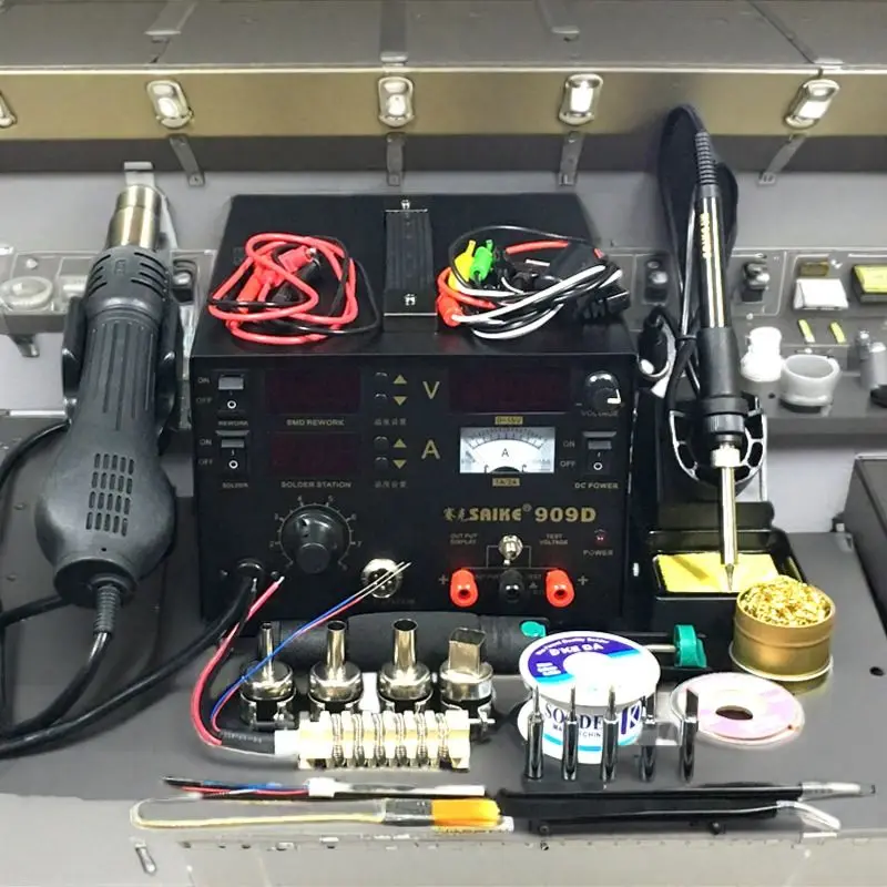 SAIKE 909D 3 in 1 Hot air gun rework station Soldering station power supply soldering machine