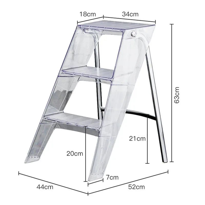 Description Picture 5 of itemModern Home Folding Ladder Transparent Acrylic Step Ladders Japanese Portable Telescopic Ladder Rack Creative Stairs Step Stool