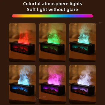 Creative Fireplace Air Humidifier Waterless Auto-Off Aroma Essential Oil Diffuser with LED Light & Remote Control for Home Gift 3