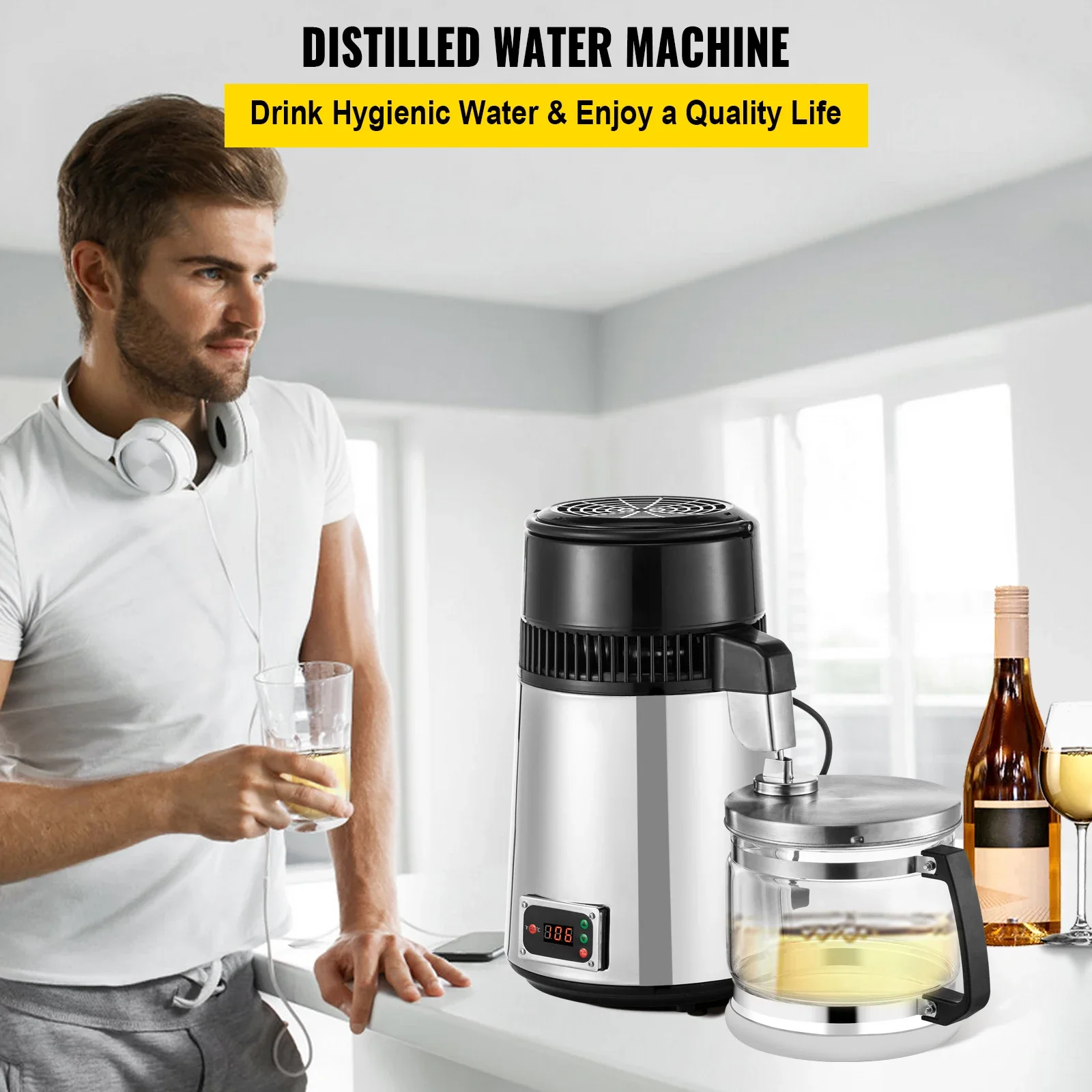 Distilled Water Machine 4L Temperature Controlled Stainless Steel 110V/220V VEVOR