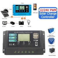 Contrôleur de charge pour panneaux solaires, 10A, 20A, 30A, 12V, 24V, long contrôleur pour Lifepo4, batterie au lithium GEL, plomb-acide, expédition 24h 1