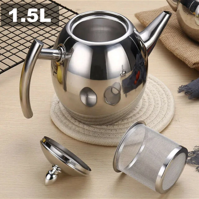 Tea Kettle Stainless Steel Stovetop, Metal Teapot With Infusers for Loose  Tea Strainer Silverware for Home Kitchen Utensil - AliExpress