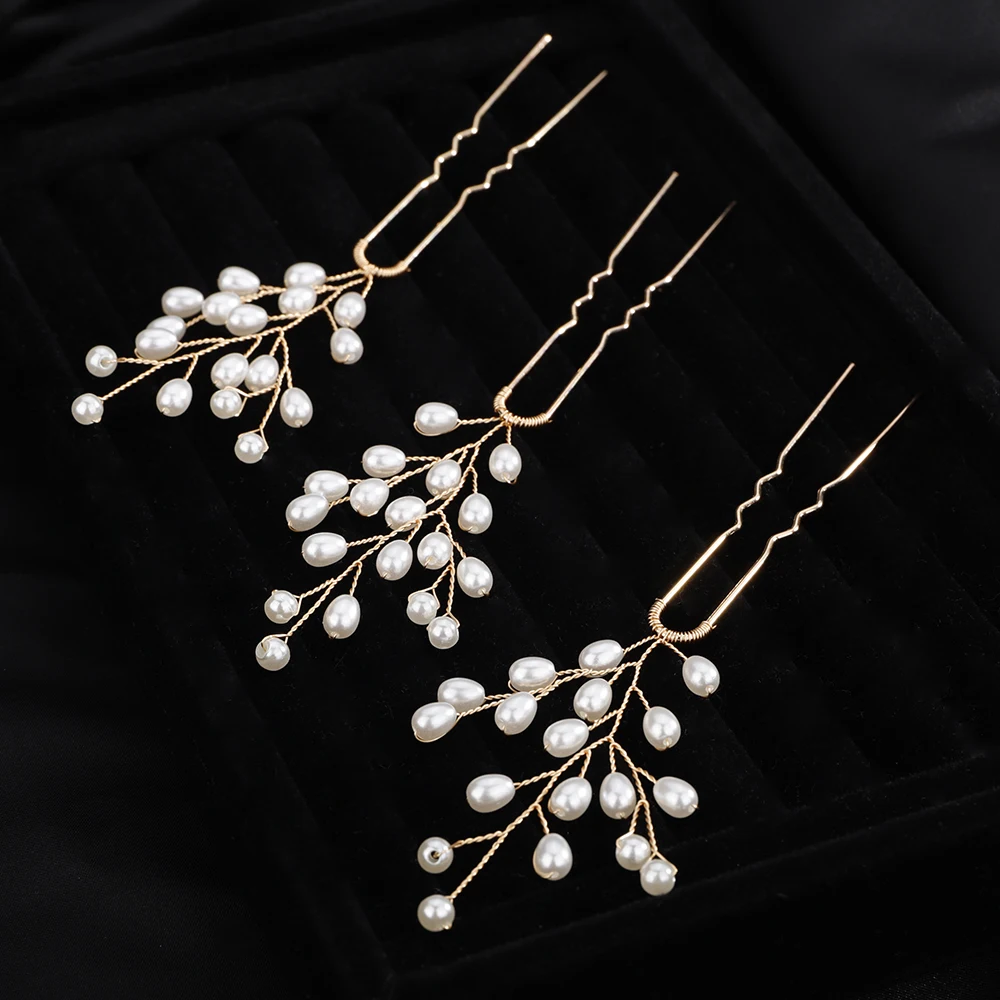 Silver Pearl Bridal Hairpins Gold Women Wedding Hair Accessories Jewelry Chic Handmade Headpiece Tiaras Bride Hair Ornaments hair accessories bridal hair accessories