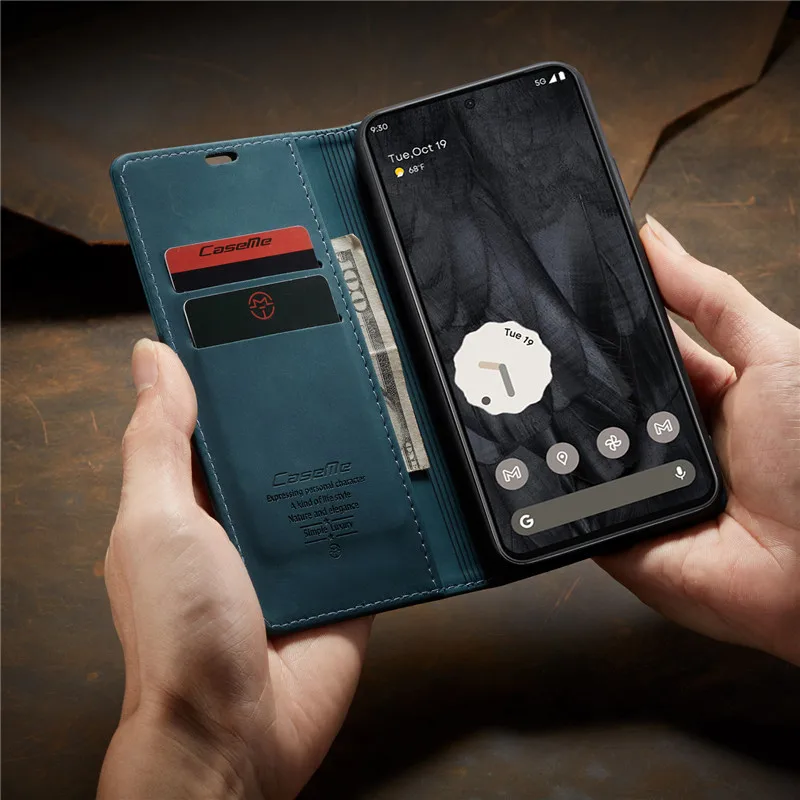 CaseMe 고품질 레트로 자석 플립 가죽 케이스 (구글 픽셀 10A 9 Pro XL 7 6 Pro 월렛 커버 픽셀 8A 9a 폰 케이스)