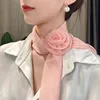 Stylish Luxury Chiffon Scarf Trendy Versatile Floral Scarf Shawl Elegant Detachable Rose Decor Neck Scarf for Women Girls Gifts