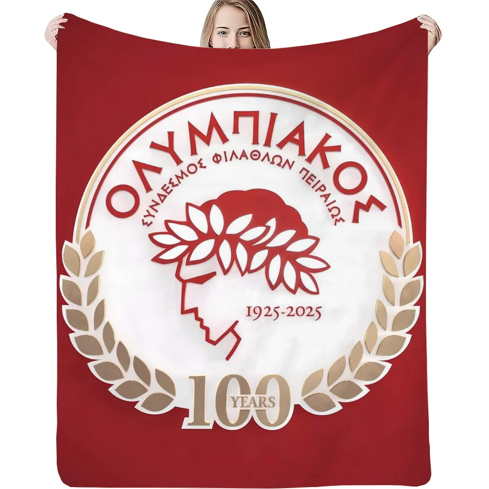 Olympiacos Club Logo Hairy Blankets for Bed Blanket Large Cobija Cute Throw Blanket Luxury Home Interior Home and Decoration 4