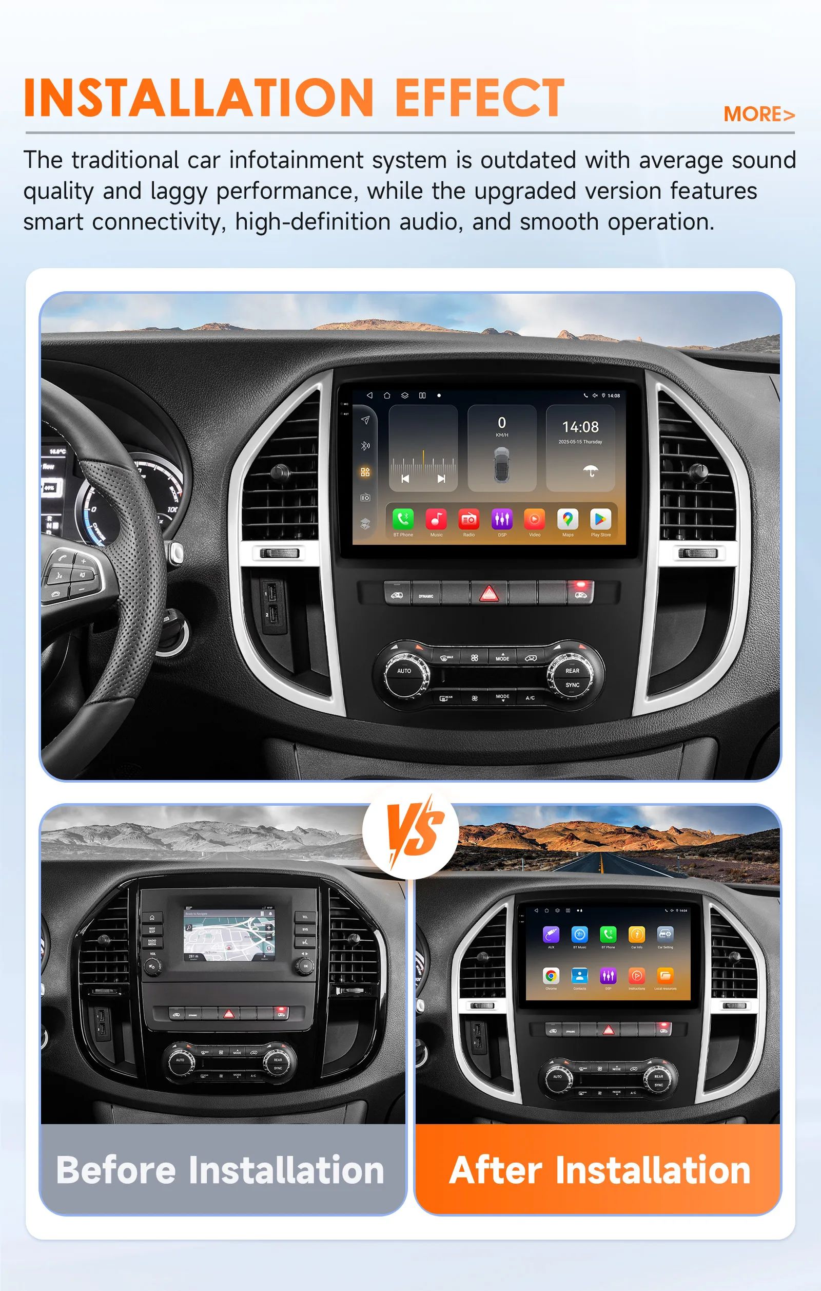 Hizpo 10,1" Smart Car Systems für Mercedes Benz Vito W447 2014 - 2021 GPS Multimedia Wireless CarPlay 2 Din Android Auto Stereo – Detail 6