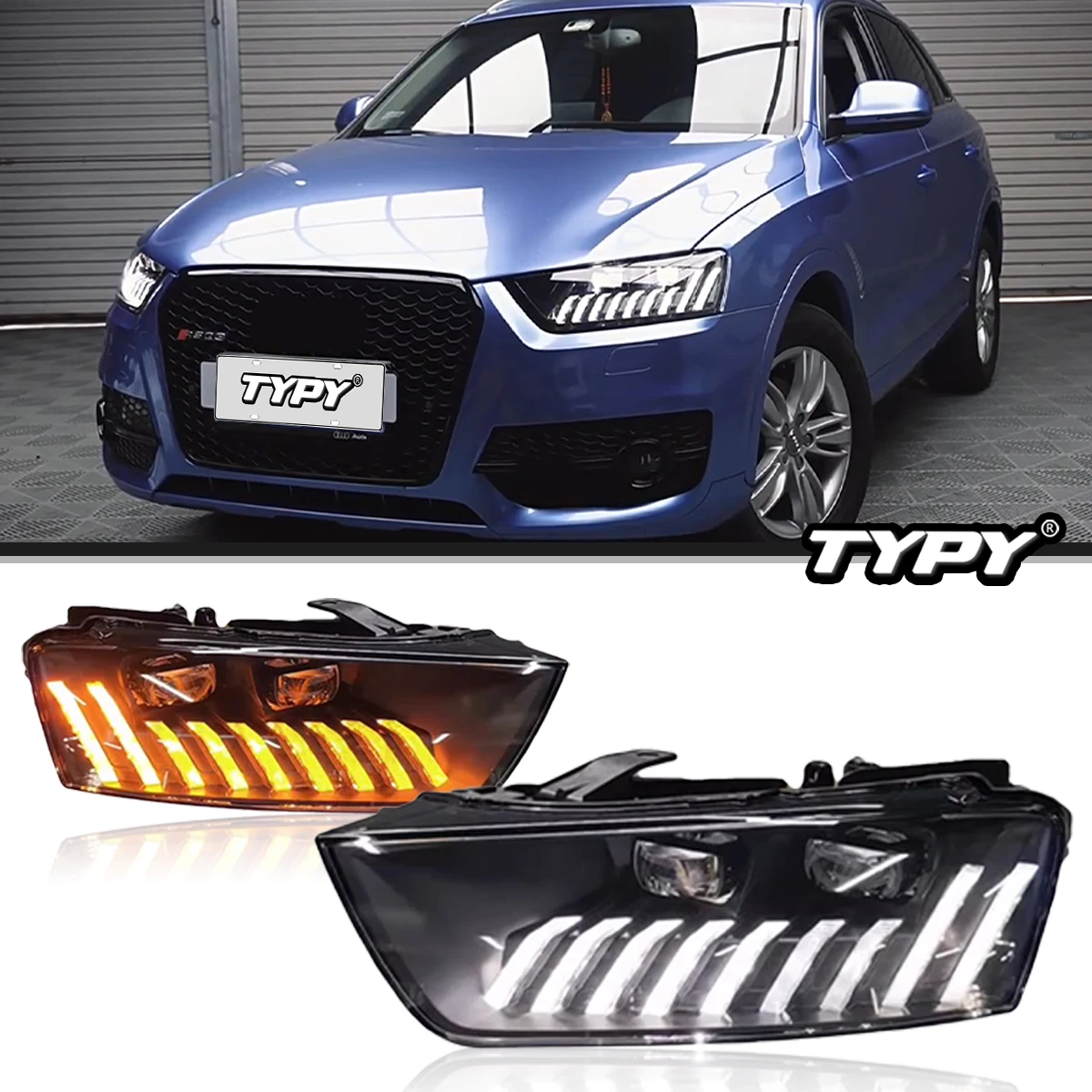 アクセサリー TYPY Car Headlights For Audi Q3 2013-2018 LED Car Lamps Daytime