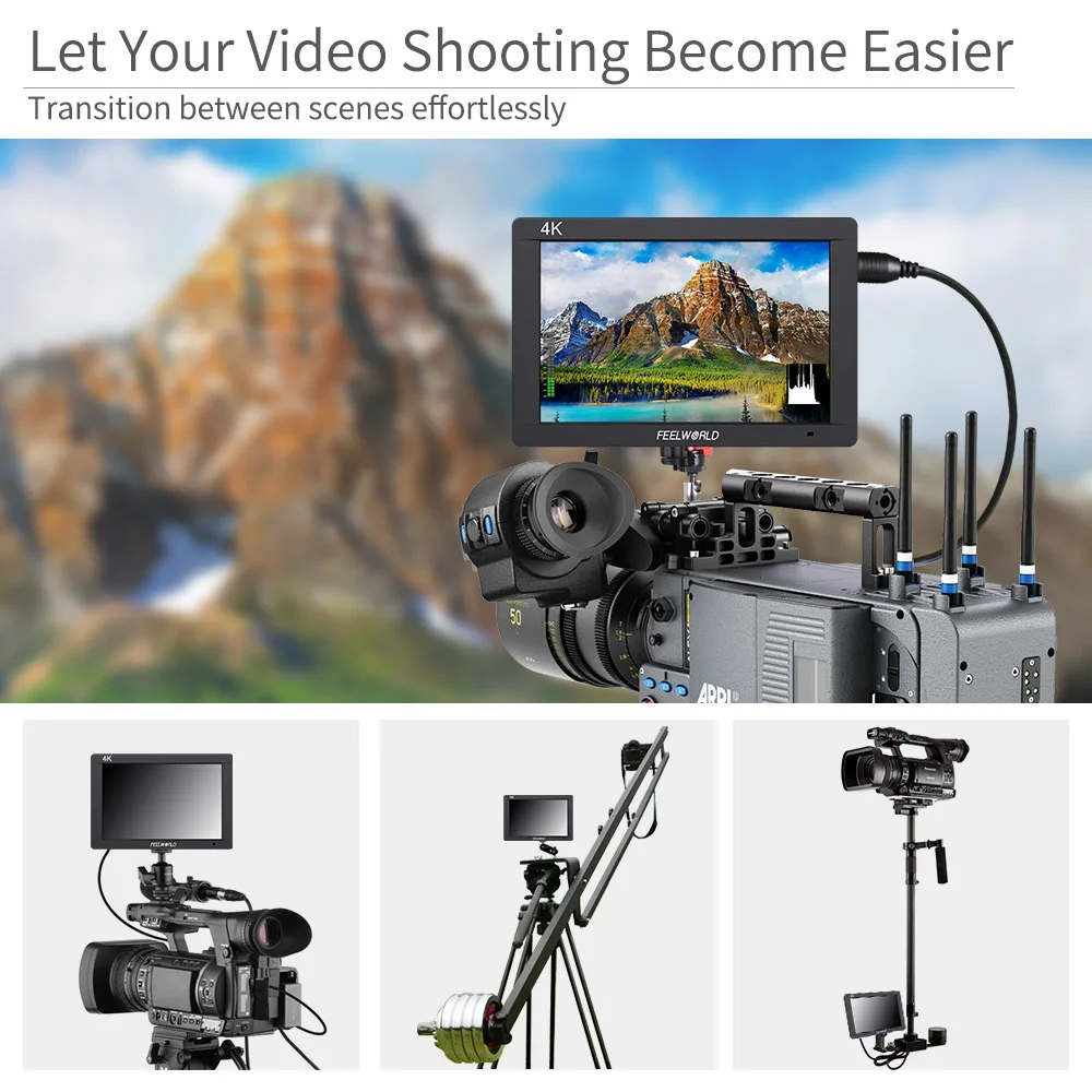 FEELWORLD FW703 7 Inch IPS Full HD 3G SDI 4K HDMI On Camera DSLR Field Monitor 1920x1200 with Histogram for Stabilizer Camera portable monitor dslr field monitor