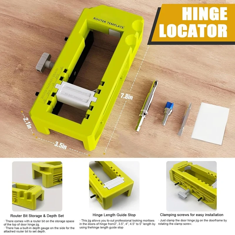 Door Hinge Router Template For3" To5" Length And1/4" Or7/8" Thickness Fordoors Only