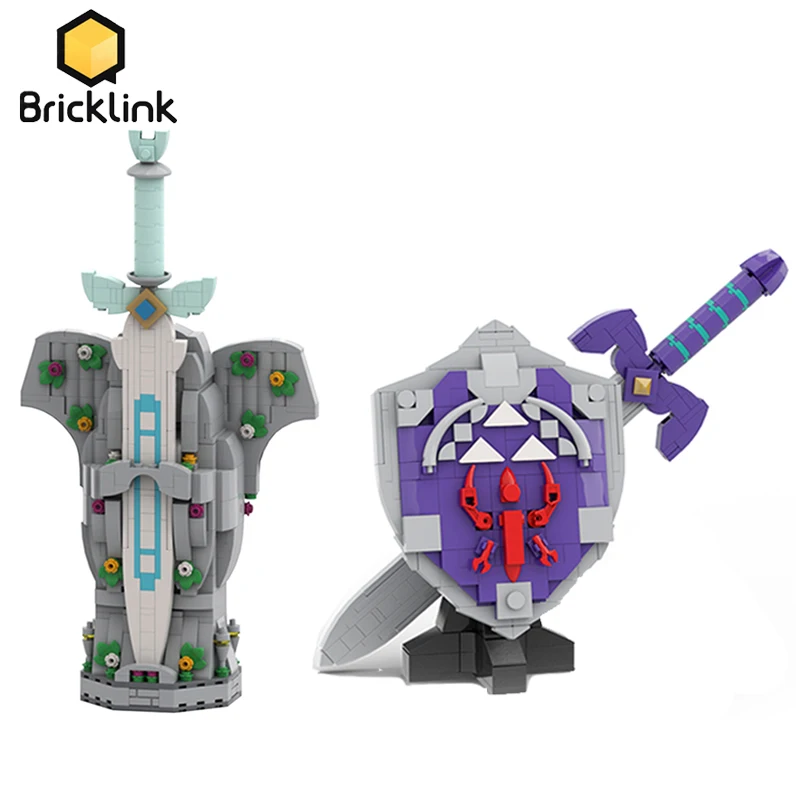 Bricklink Ideas Game Zeldaed Link Arma Moc Goddess Sword Helia Shields And Master Swords Set Building Blocks Giocattoli Per Bambini Regalo