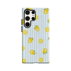 Lemon & Blue Stripes Glossy Double - Layer Phone Case - Samsung S24 PLUS5G (FR)