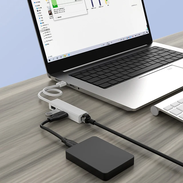 Сетевая карта 4 в 1 USB Тип C к RJ45 Lan, USB2.0 хаб Ethernet, разветвитель, адаптер 10 Гбит/с для ноутбука, ПК, драйвер бесплатно 4