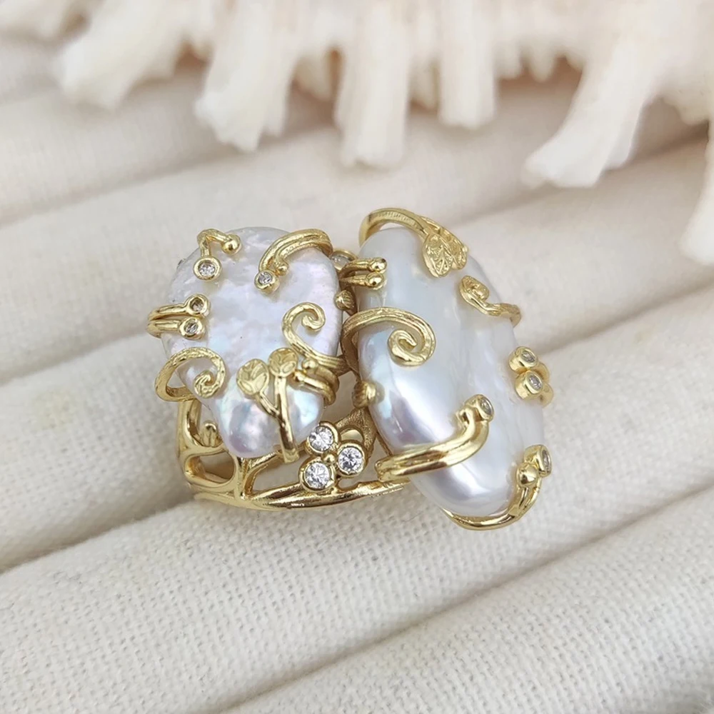 تصميم فاخر غير منتظم لؤلؤة عملة خاتم حفلة موسيقية...