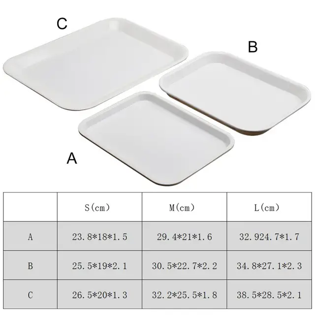 Rectangular Shape Serving Tray Stackable Tea Tray Wear-resistant Non-slip Food Serving Trays White Plastic Tray For Kitchen 6