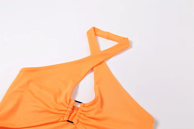 Y2K Summer New Women's Wear Hanging Neck Sexy Hollow Open Back Fashion Slim Fit Wrapped Hip Dress