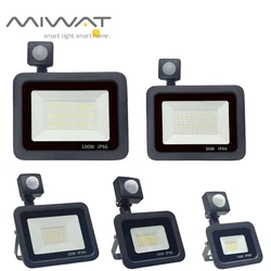 LED PIR Motion Sensor Floodlight Outdoor Waterproof Wall Lamp 100W 50W 30W 20W 10W Reflector Spotlight Garden Garage Lighting