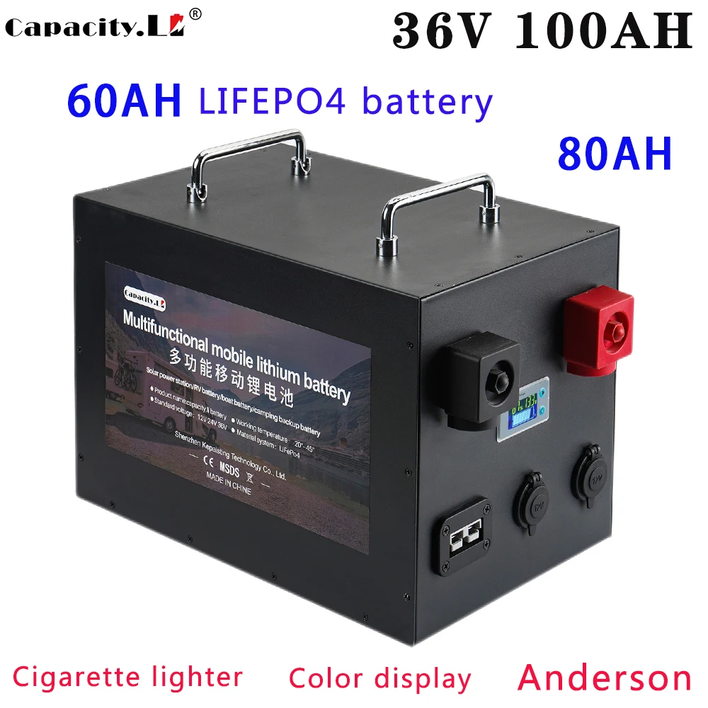 

Аккумулятор lifepo4 36 В, 100 Ач, 60 ач, 80 Ач, аккумулятор BMS RV, литиевая батарея для хранения солнечной энергии для лодочного двигателя