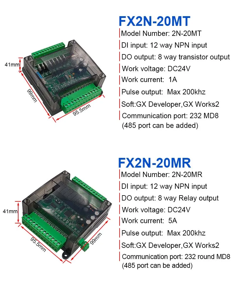 módulo programável do transistor do relé da do controlador lógico do plc com placa de controle industrial