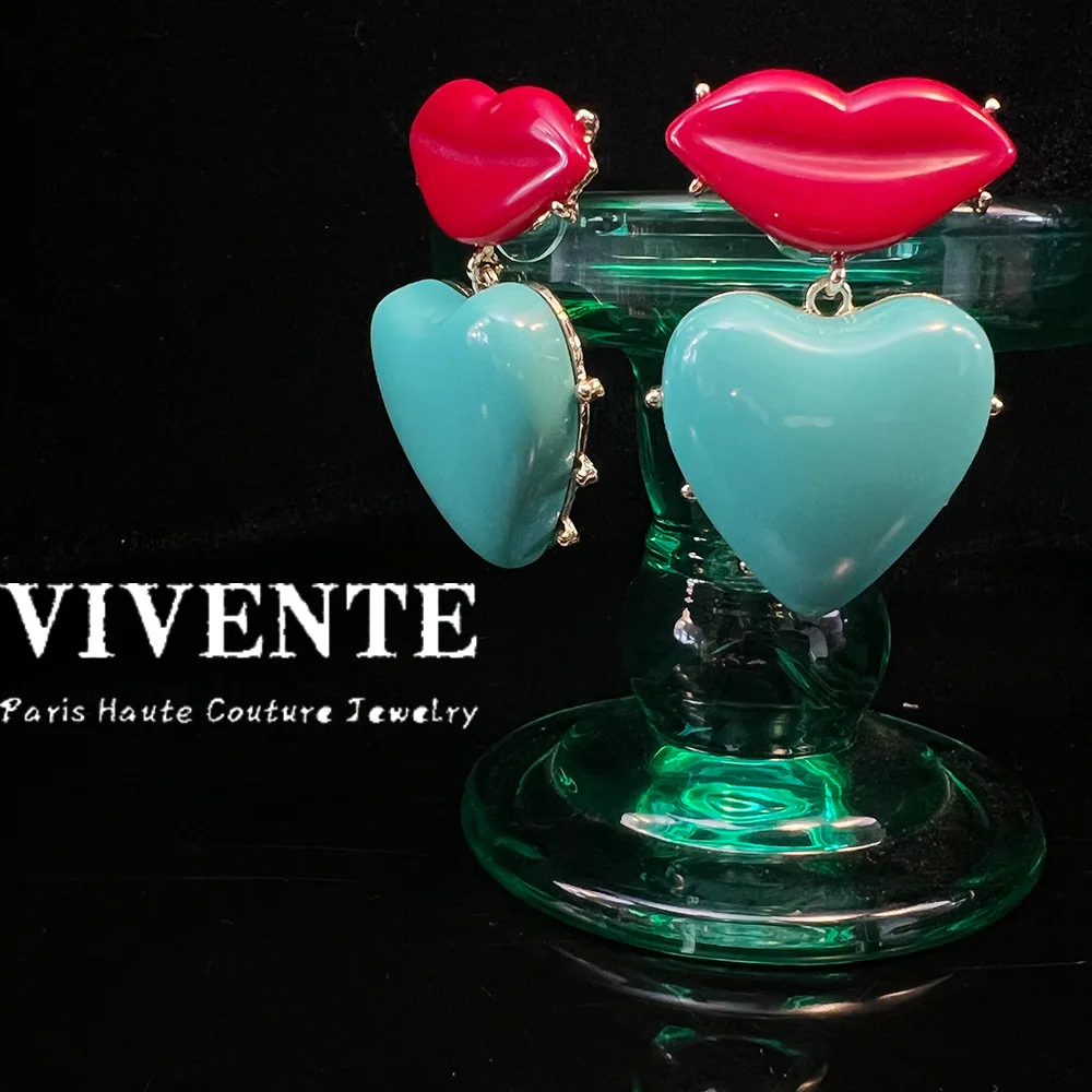 

Европейские и американские модные Винтажные серьги-подвески в форме сердца, сексуальные губы, роскошные элегантные серьги в стиле гавани, женская бижутерия