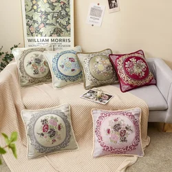 European style embroidered flowers Decorative Pillow Cover 48x48cm Throw Pillowcase Home Decor Cushion Cover for Sofa