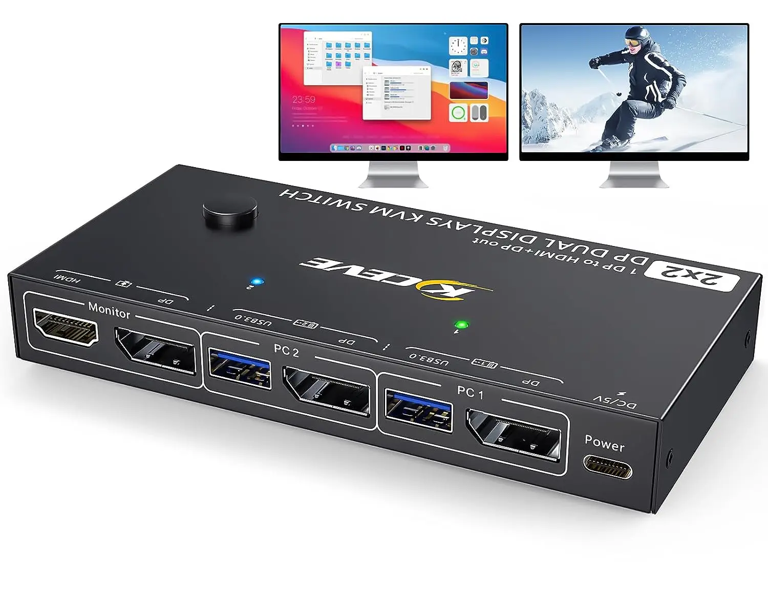 

USB3.0 DP KVM Switches Dual Display DP To HDMI-compatibl DP Extended Display Modes Two Ports Simultaneously Output 4K@60Hz Video