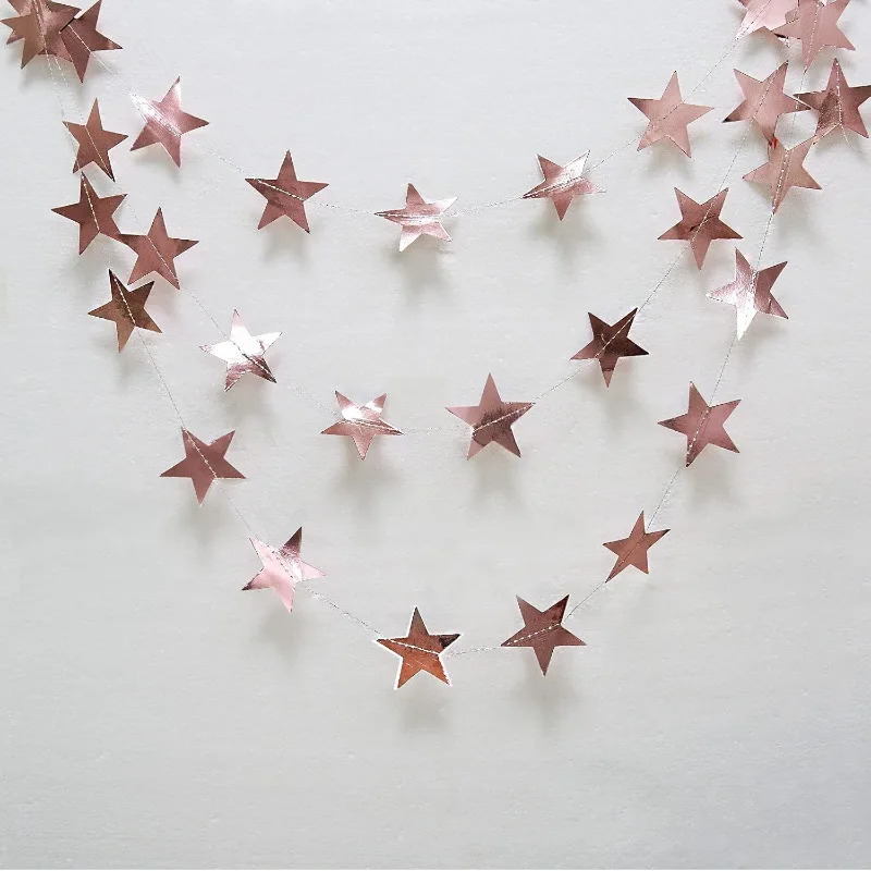 Rose Gold Star Moon Garland Party Decorations Streamer Banner Kids Birthday Wedding Anniversary Baby Shower EID Party Supplies party decorations,birthday banner,birthday streamers,wedding decor supplies
