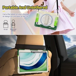 Heavy Duty Rugged Universal Case with 360° Rotating Kickstand for MatePad Pro13.2 2025 (RB Green - With Strap)