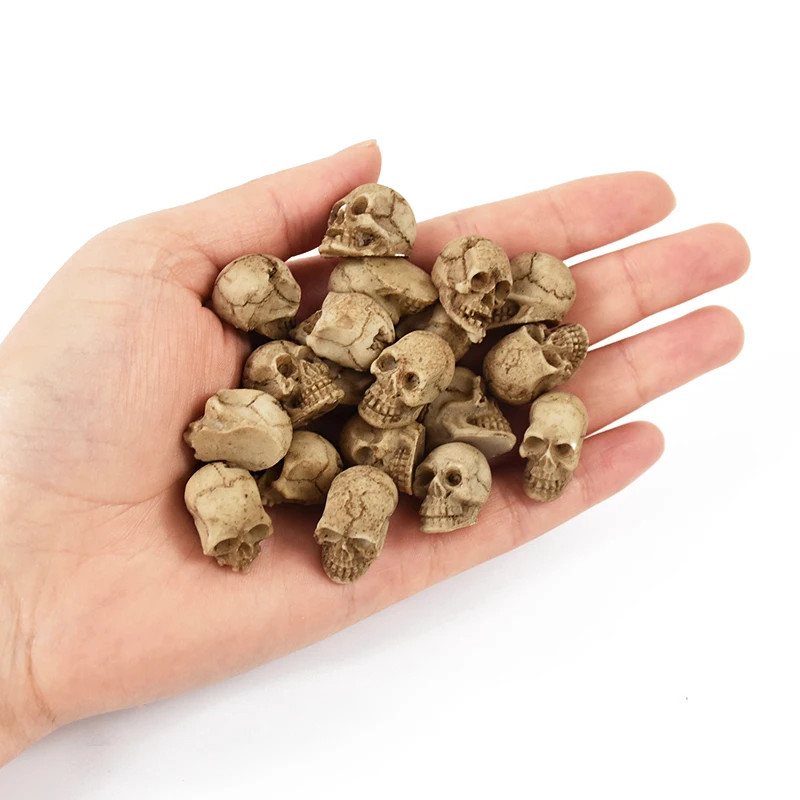 10/20pcs Halloween Skull Heads Model Scary Prank Props Mini Resin Skeleton Ornament Halloween Party Decorations Haunted House