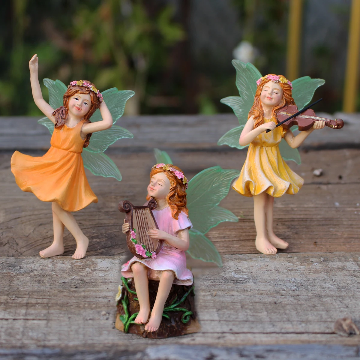 3pcs Mini Resin Playing Dance Flower Fairy Fairy Model Flower Pot Sand Table Decoration Gift resin ornaments,resin statue,resin handicraft ornaments,resin ornament