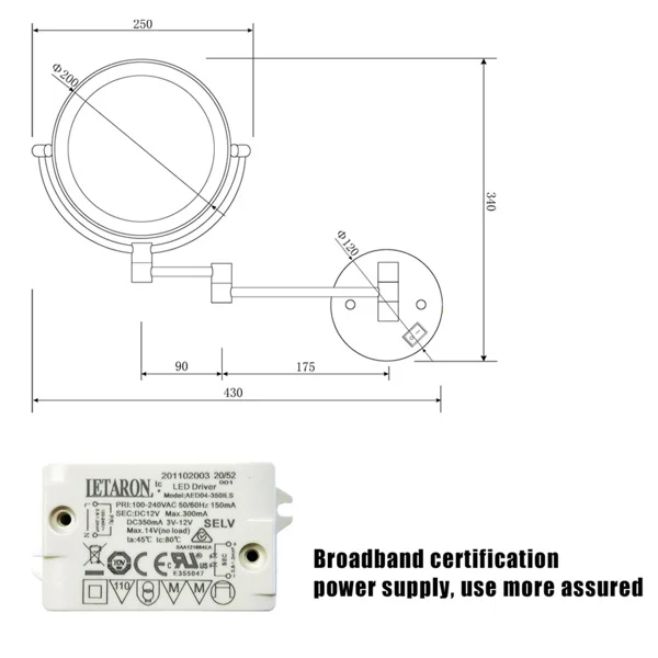 LED壁挂式双面放大化妆化妆镜-10