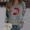 Merry Christmas Glass Snowflake Print Hoodies Round Neck Casual Loose Fit Pullover Tops Women Long Sleeve Autumn Sweatshirt 2