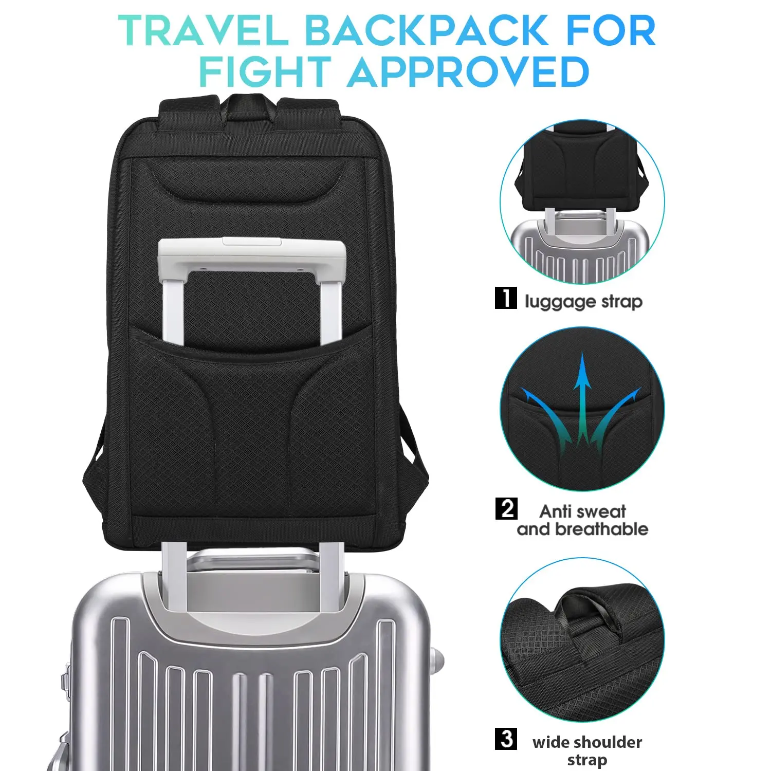 Travel Backpacks, Overnight Laptop Carry-On Backpack for Airplanes, Waterproof 15.6 inch Laptop Backpack for Men and Women