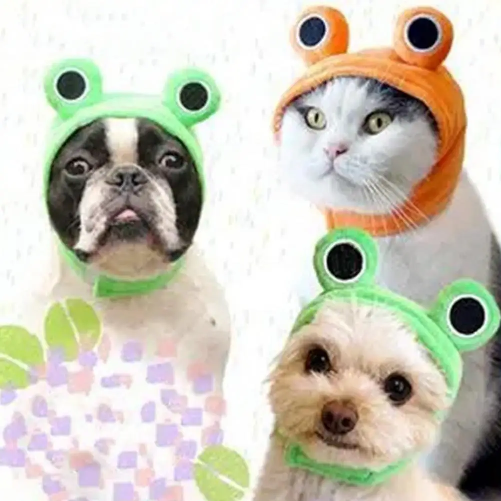 

Cat Hat Plush Frog Pet Headgear Fastener Tape Fashion Accessory for Parties Photo Props Novelty Cosplay for Holiday for Winter
